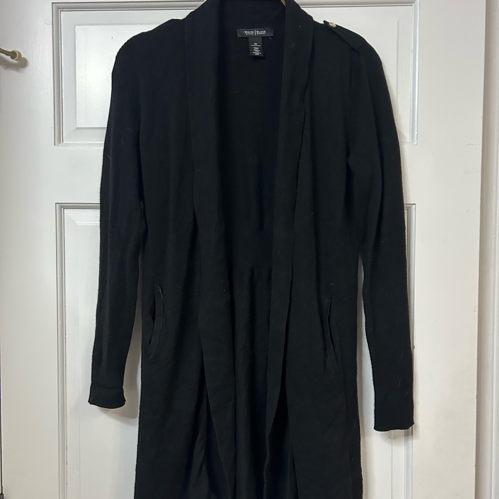 White House Black Market Black Long Open-Front Cardigan